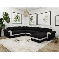 Tendencio – Canapé panoramique convertible réversible LATTIA noir et blanc – Dimensions L317 x H88 x P248 cm – Design contemporain et qualité européenne