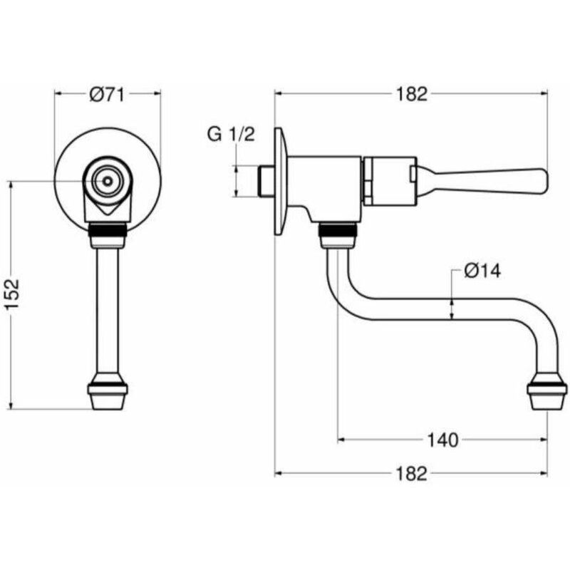 Robinet de douche intégré temporisé avec bouton anti-blocage Idral Modern  08540/E