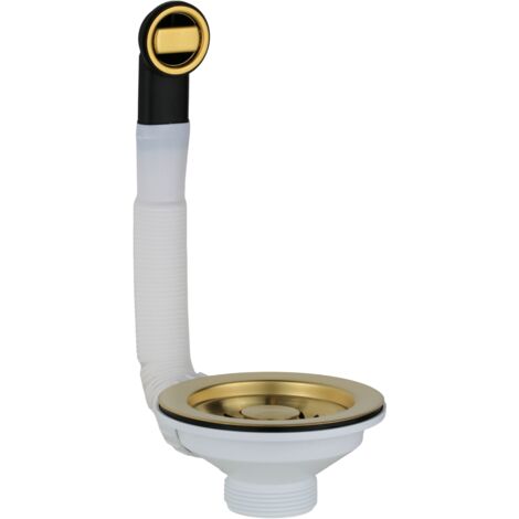 Bonde évier Ø 114 mm avec trop-plein – 67046RFSSCLKOL – PVD or brossé – Raccordement 1"1/2 G – Pour éviers inox et synthétiques – Lb Plast (1/4)