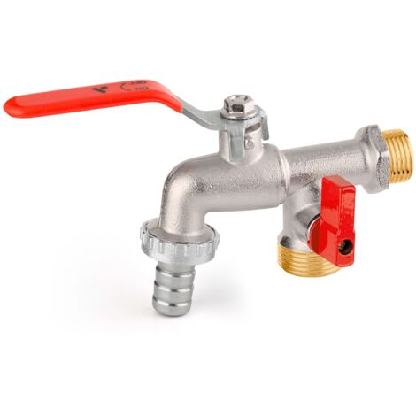 Robinet à Bille De Jardin à Double Raccordement 1/2" Avec Support De