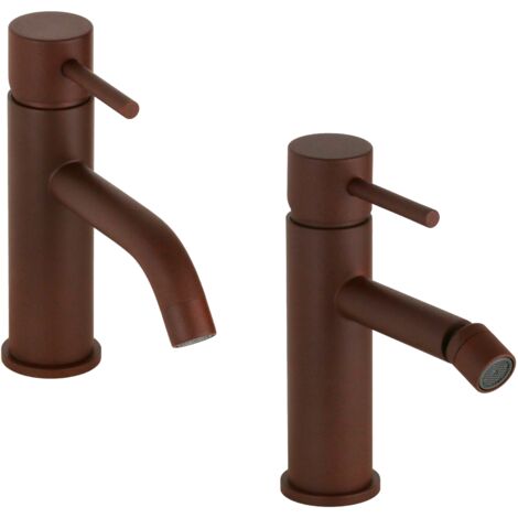 Ensemble lavabo rond et mitigeur bidet couleur rouille Pollini Jessy Color KITJESSYCOLORA41 (1/5)