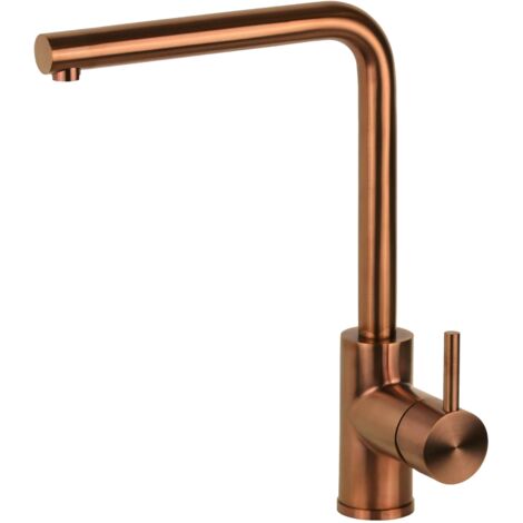 Mitigeur d'évier de cuisine en acier inoxydable couleur PVD cuivre brossé avec bec orientable Pollini NF0003R Cuivre brossé PVD (1/5)