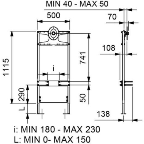 Cadre d'encastrement complet avec débitmètre temporisé WC 3/4" Idral TMON8-00000 Le fer (1/5)