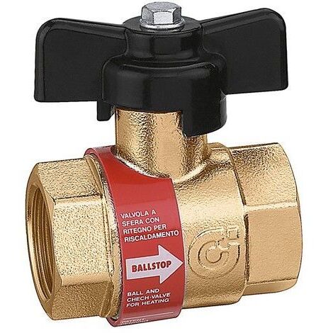 Robinet à boisseau sphérique avec clapet anti-retour intégré. BALLSTOP. Raccord 1 1/2 "F, bouton papillon Caleffi 327800 1 1/2"F