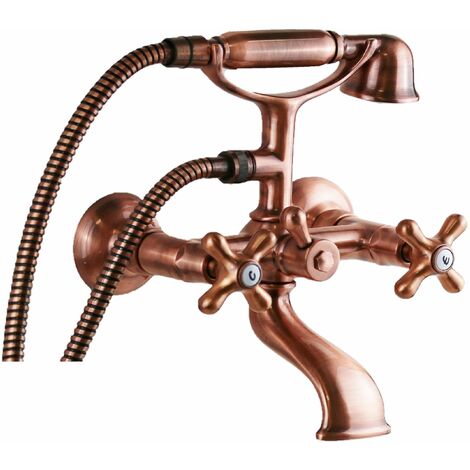 Paffoni – Mitigeur bain/douche extérieur IRV023RM – Finition cuivre – Douche à jet unique – Laiton de haute qualité – Longueur bec 145 mm