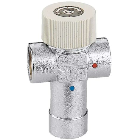 Caleffi – Mitigeur thermostatique réglable 1' en laiton chromé – Plage de température 30-48°C – Raccords filetés femelles pour installation facile