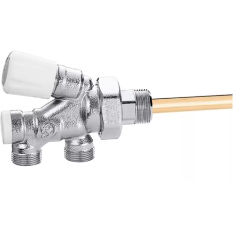 Caleffi – Vanne thermostatique 455601 – 1' gauche pour contrôle thermostatique – Corps en laiton – Compatible systèmes monotubes et bitubes
