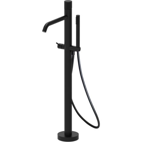 Mitigeur bain au sol noir mat avec douchette à jet unique Paffoni Jo JO032NO Noir mat (1/2)