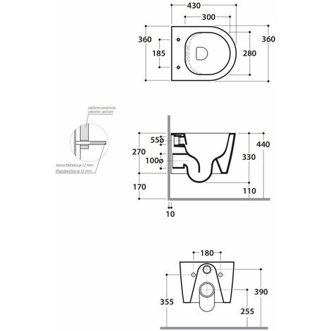 Cuvette de toilette 43 cm + housse de siège à fermeture amortie Globo Forty FOS06+FOR22