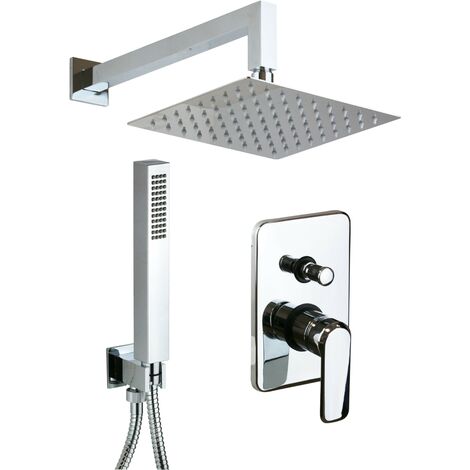Set de douche complet avec pomme de pluie modèle carré Pollini Design A474577356R Chromé (1/5)