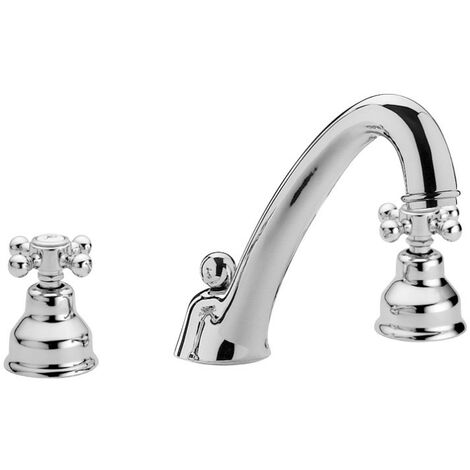 Paffoni – Mélangeur de lavabo 3 trous VLV055CR – Finition chromée – Robinet en laiton rétro – Bec haut pour salles de bain luxueuses