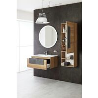 Composition de salle de bain 80 cm avec tiroir simple et élément mural Feridras Urban 804003 | chêne gris