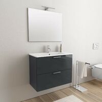 Meuble de salle de bain suspendu de couleur anthracite 80 cm Vitra MIASET80A | Anthracite - Anthracite