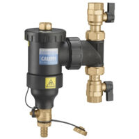 Caleffi – Pot de décantation orientable 3/4" – Vanne papillon avec anneau magnétique amovible – Corps en polymère renforcé – Pression max 3 bar