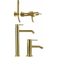 Kit bagno completo in colore oro spazzolato Gattoni KITEASYSG8