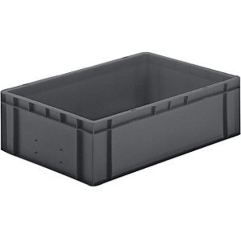 Contenitore di trasporto impilabile L600xP400xH175mm grigio in PP con pareti laterali chiuse