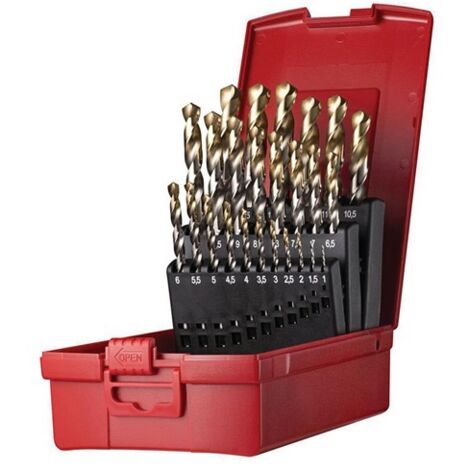 Set di punte elicoidali A095 DIN 338 Tipo N D.1-13x0,5 mm HSS 25 pezzi Ku.-Kass.DORMER