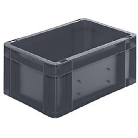 Contenitore impilabile per trasporto L300xP200xH145mm grigio in PP con pareti laterali chiuse