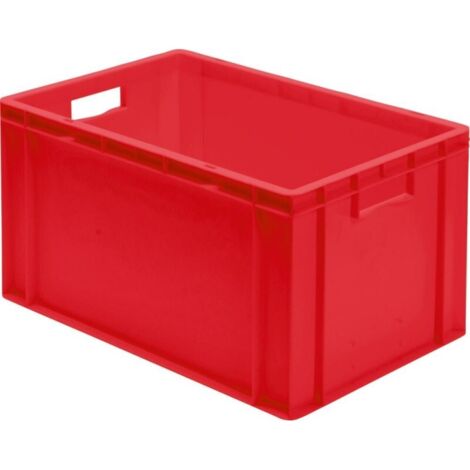 Contenitore di trasporto impilabile L600xP400xH320mm rosso in PP con pareti laterali chiuse