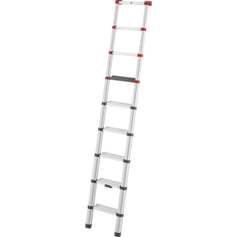 Scala telescopica in alluminio. 9 pioli, carico massimo totale 150 kg
