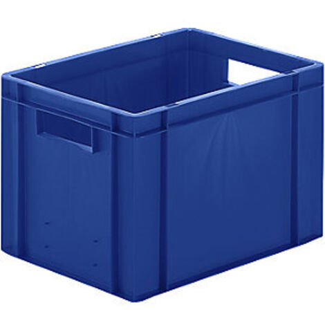Contenitore di trasporto impilabile L400xP300xH270mm blu in PP con pareti laterali chiuse