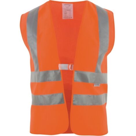 Giubbotto di segnalazione giallo-arancione con bande riflettenti sulle spalle EN 20471 Classe 2 (1/4)
