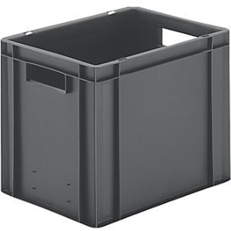 Contenitore impilabile per trasporto L400xP300xH320mm grigio in PP con pareti laterali chiuse