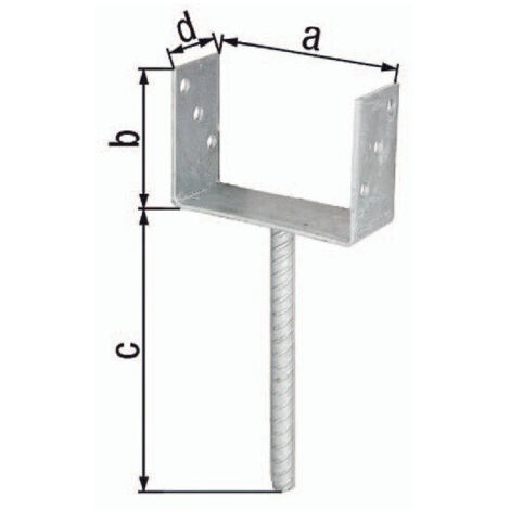 Supporto per pali U ETA-10/0210 121x100x200x60mm TZN con ancoraggio in cemento e barra ondulata