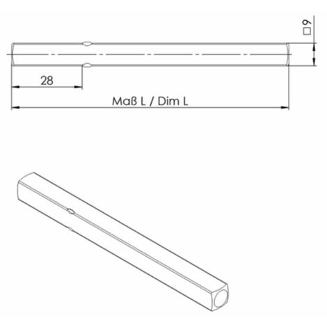 Perno maniglia FS OGRO 114 PB Perno pieno quadro FS 9x123mm OGRO