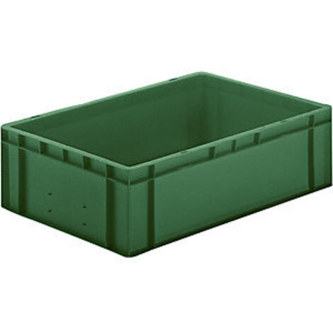 Contenitore impilabile per trasporto L600xP400xH175mm verde in PP con pareti laterali chiuse