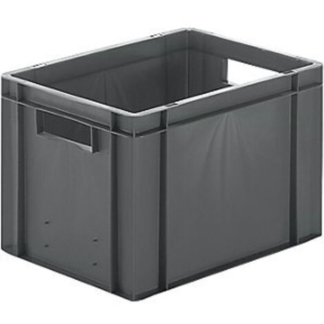 Contenitore di trasporto impilabile L400xP300xH270mm grigio in PP con pareti laterali chiuse