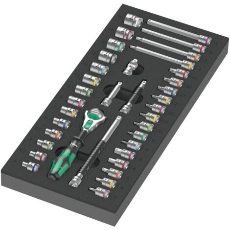 Inserto in schiuma Wera 8000 A Cricchetto ciclope 1/4 Nero/Grigio 37pz [05150110001]