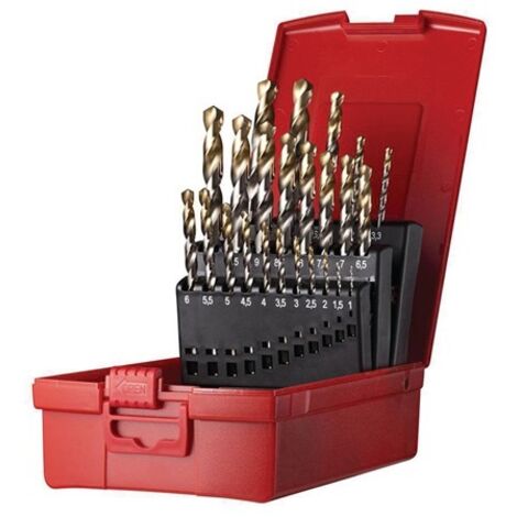 Set di punte a spirale A095 DIN 338 Tipo N D.1-10,5x0,5mm HSS 24 pezzi con scatola porta-strumenti