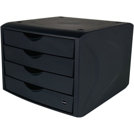 Cassettiera con blocco estrazione, 4 cassetti, nero, H215xL265xP332mm