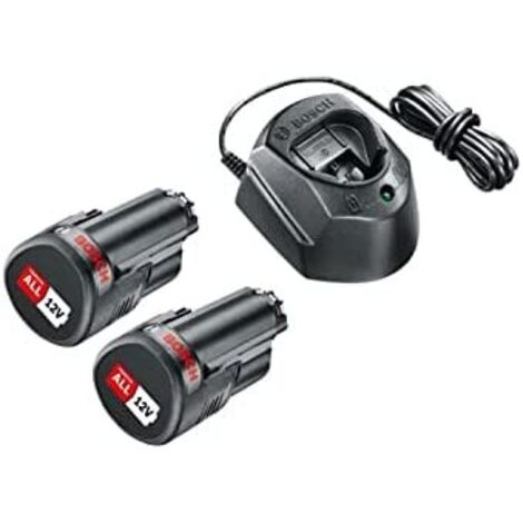 Bosch Accessori - Set caricabatterie 1 A e 2 batterie da 12 V Li-Ion da 1,5 Ah 1600A01L3E