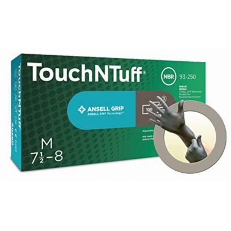 Guanto monouso TouchNTuff 93-250 Gr.7,5-8 antracite Nitrile 100 pezzi/confezione (1/5)