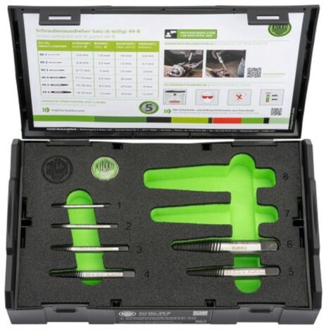 Set di estrattori per viti 49-B M3-M24, 6 pezzi, taglie nominali 1,2,3,4,5,6