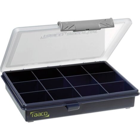 Scatola assortimenti B175xT143xH32mm 12 scomparti trasparente blu scuro