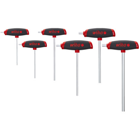 Wiha Set di chiavi a brugola con impugnatura a T ComfortGrip Esagonale, 6 pz., con lama laterale, cromatura opaca (45620)