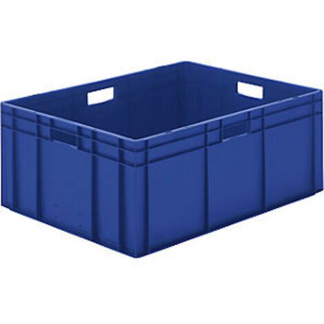Contenitore di trasporto impilabile L800xP600xH320mm blu in PP con pareti laterali chiuse (1/4)