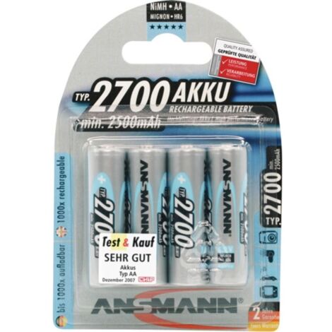 Akkuzelle da 1,2 V 2700 mAh R6-AA-Mignon HR6 4 pezzi/blister