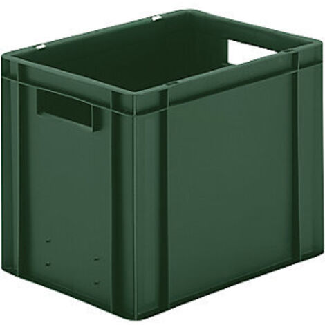 Contenitore impilabile per trasporto L400xP300xH320mm verde in PP con pareti laterali chiuse