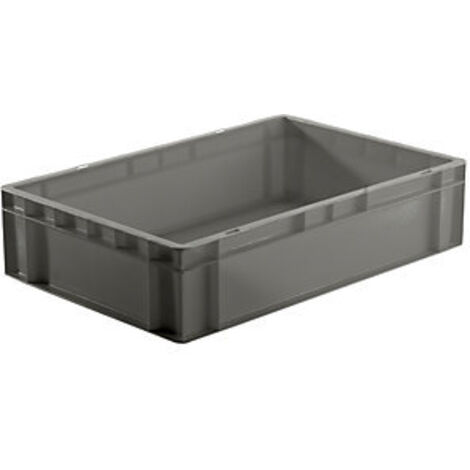 Contenitore impilabile per trasporto L600xP400xH145mm grigio in PP con pareti laterali chiuse
