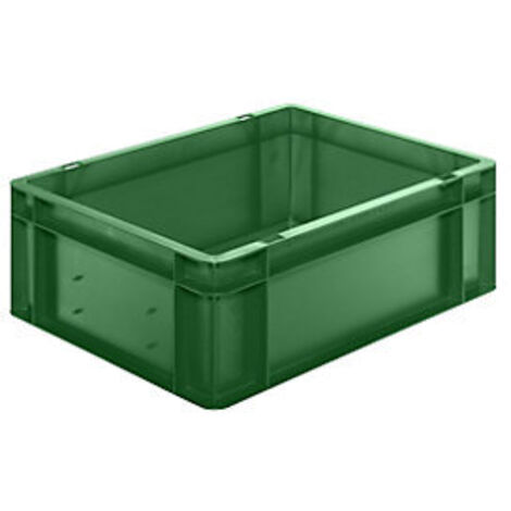 Contenitore impilabile per trasporto L400xP300xH145mm verde in PP con pareti laterali chiuse