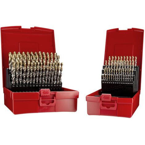 Set di punte a spirale A095 DIN 338 Tipo N D.1-10x0,1mm HSS 91 pezzi in scatola di plastica (1/3)