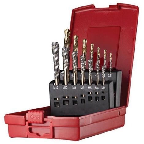 Set di maschi a macchina No. 302 CN L114 M3-M12 14 pezzi HSS-E PM Ku.-Kass.DORMER