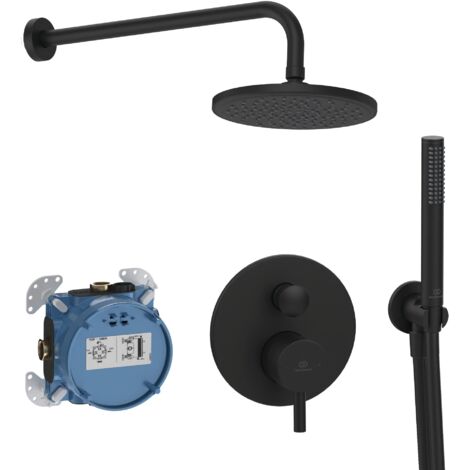 Ideal Standard - Ceraline, Kit doccia con miscelatore monocomando e doccetta, Nero seta