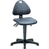Sedia da lavoro ISITEC con rotelle, seduta in schiuma integrale, nero, altezza regolabile 430-600mm