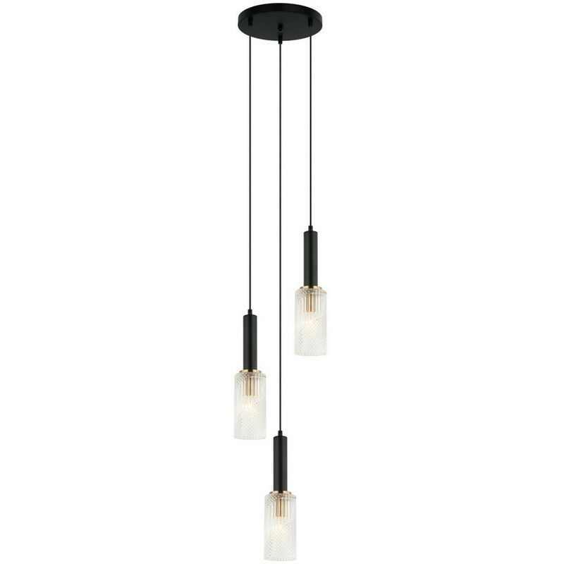 Italux Perola - Colgante colgante moderno Negro, Dorado 3 luces, E14