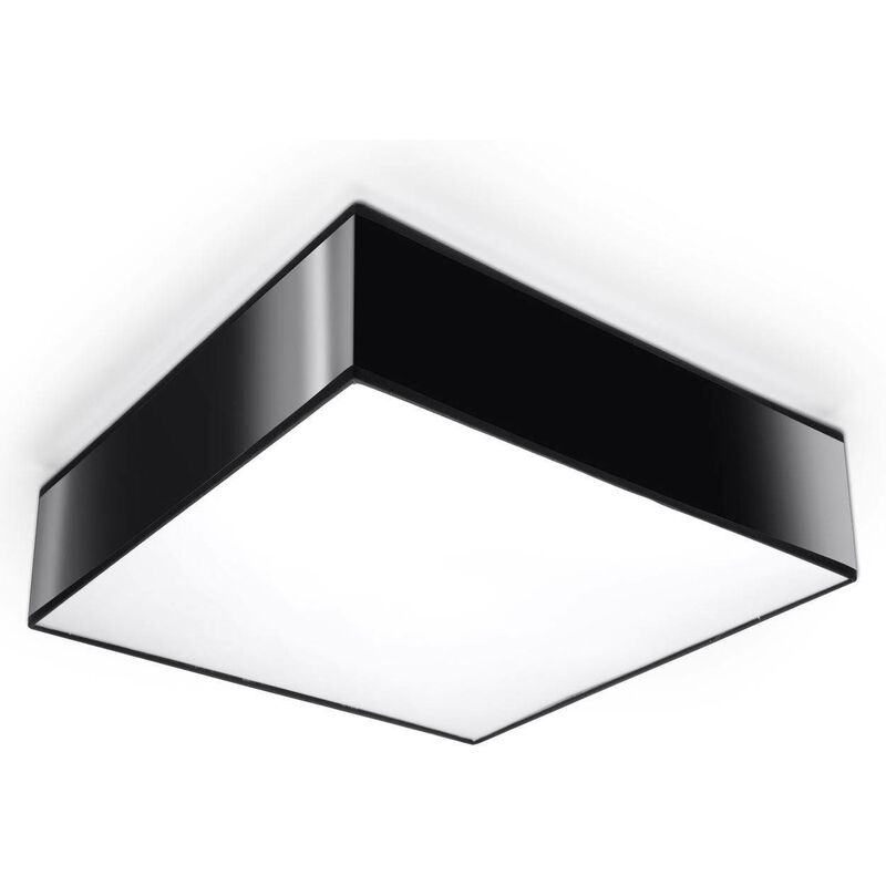 Sollux Lighting Horus 35 lámpara de techo cuadrada diseño minimalista y moderno bombilla reemplazable e27 led 1x60 w limpieza fabricada en pvc 35x35x11 cm negro ozaia 35x35x12 2